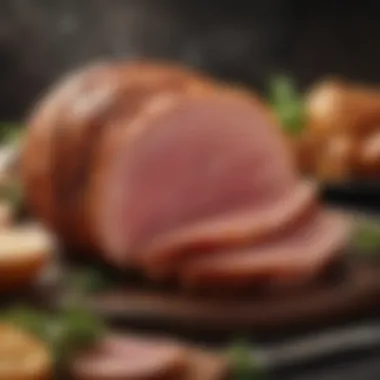 A beautifully smoked ham garnished and presented