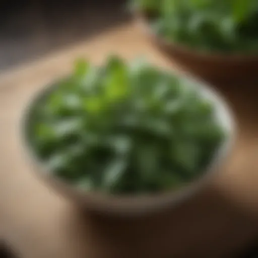 A serene depiction of Korean mint tea leaves in a traditional setting