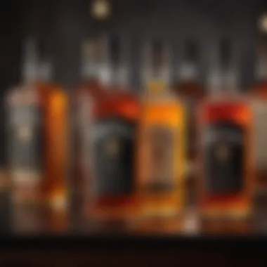 A Showcase of Popular Irish Whiskey Brands An array of popular Irish whiskey brands displayed elegantly
