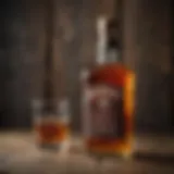 A vintage Irish whiskey bottle against a rustic background