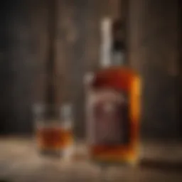 A vintage Irish whiskey bottle against a rustic background