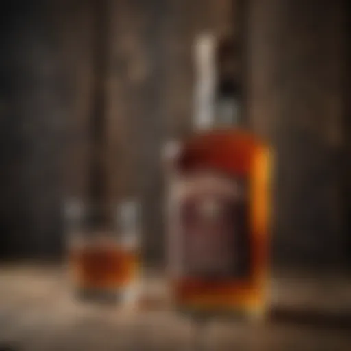 A vintage Irish whiskey bottle against a rustic background
