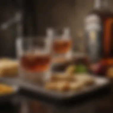 Perfect Pairings: Whiskey and Irish Delicacies A glass of whiskey paired with traditional Irish snacks