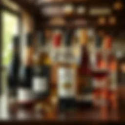 A selection of elegant alcohol-free wine bottles on a wooden table