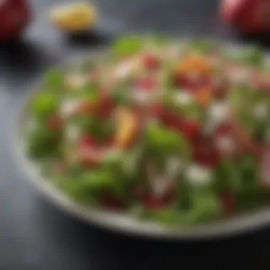 A fresh salad adorned with pomegranate seeds, illustrating health benefits