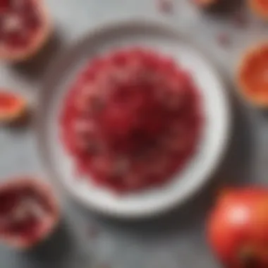 A beautifully plated dish featuring pomegranate seeds as a key ingredient