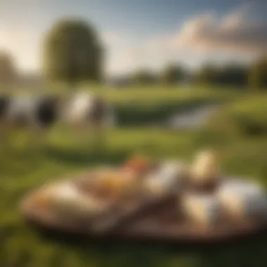 Grazing Grounds of Dairy Animals An idyllic landscape depicting the grazing grounds of dairy animals