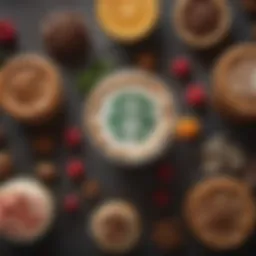 A vibrant assortment of Starbucks seasonal beverages showcasing diverse flavors and colors