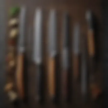 Different types of carving knives arranged in an elegant layout