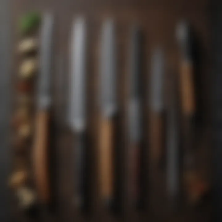 Different types of carving knives arranged in an elegant layout