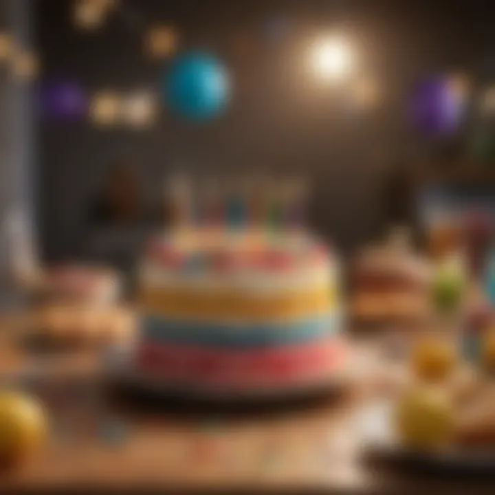 Colorful birthday celebration scene with decorations