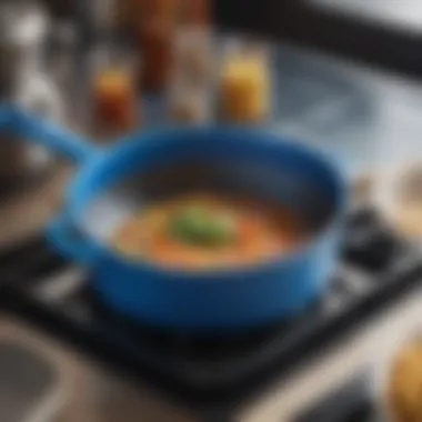 Innovative Non-Stick Technology of the Blue Diamond Saucepan Close-up of the Blue Diamond non-stick interior