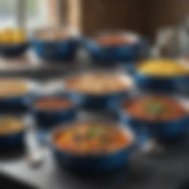 Variety of dishes prepared using the Blue Diamond Saucepan