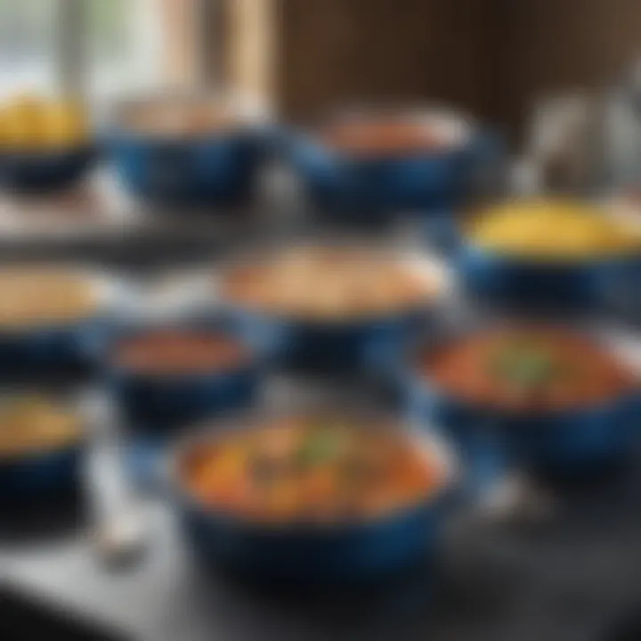 Variety of dishes prepared using the Blue Diamond Saucepan