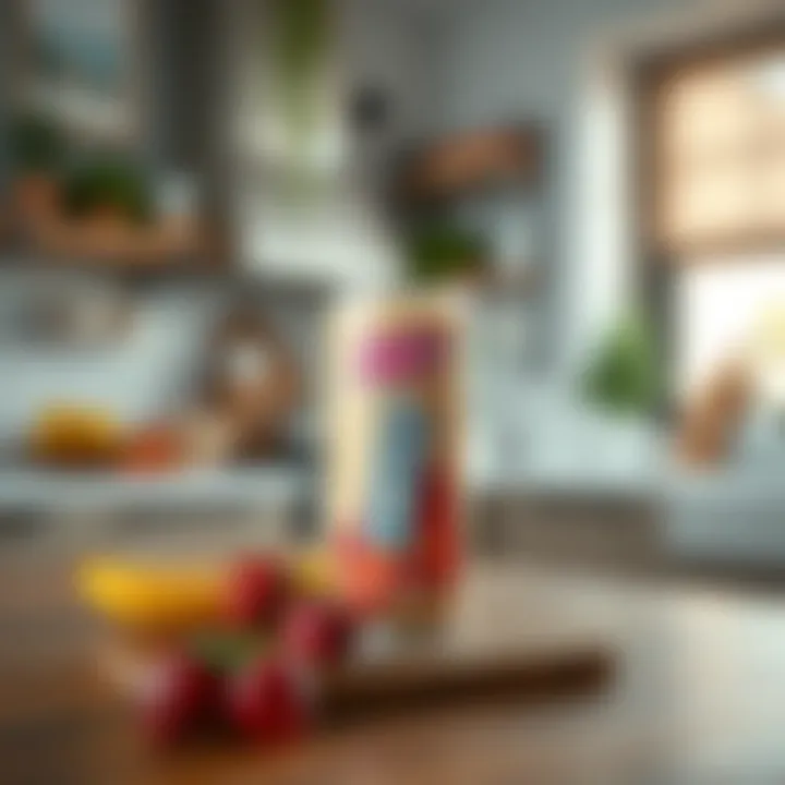 Breakfast Energy Drink Appeal A refreshing breakfast energy drink in a modern kitchen setting.