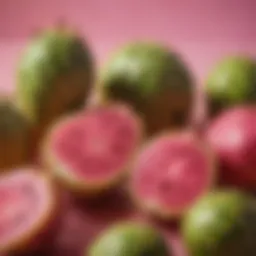 Fresh cactus pear fruits on a vibrant background