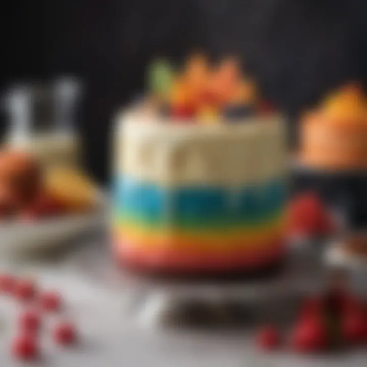 A vibrant cake with colorful buttercream art