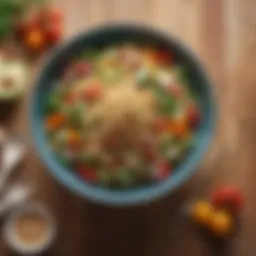 A colorful bowl of quinoa salad with fresh vegetables