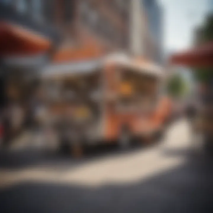 A vibrant taco truck at a street festival