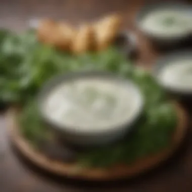 A vibrant bowl of Chick-fil-A's Herb Ranch dressing surrounded by fresh herbs