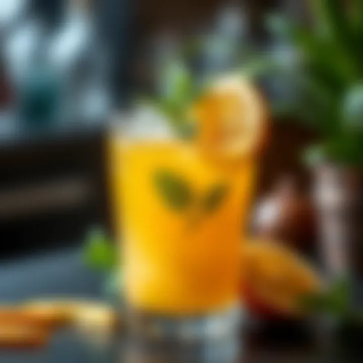 Cocktail Garnished with Mint and Citrus