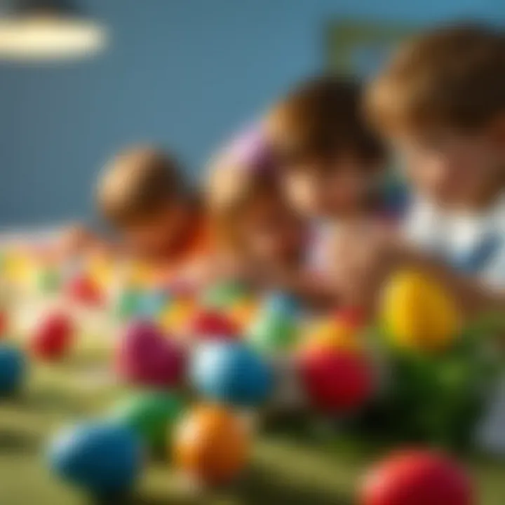 Educational Uses of Colored Plastic Eggs Children engaging in educational activities using colored plastic eggs.