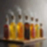 A collection of various cooking oils with high smoke points displayed aesthetically