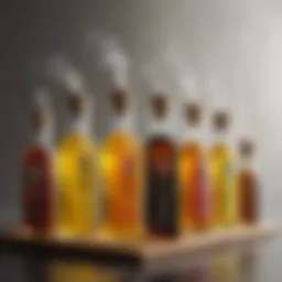 A collection of various cooking oils with high smoke points displayed aesthetically