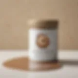 Close-up view of creamy mushroom paint can with color swatch