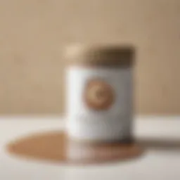 Close-up view of creamy mushroom paint can with color swatch