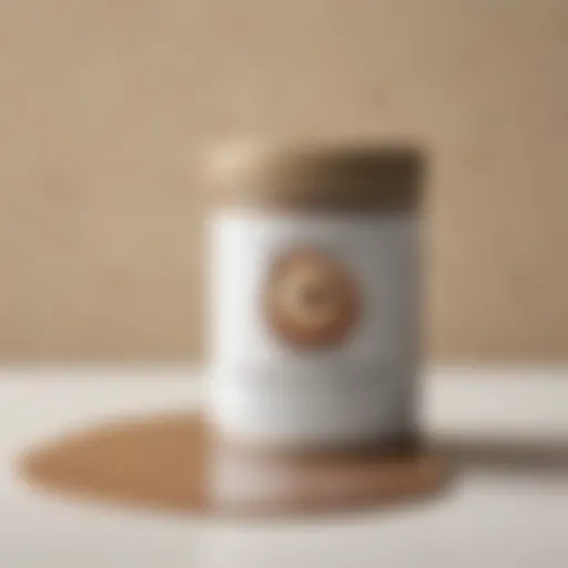 Close-up view of creamy mushroom paint can with color swatch