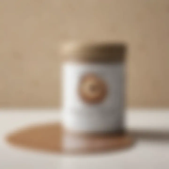 Close-up view of creamy mushroom paint can with color swatch