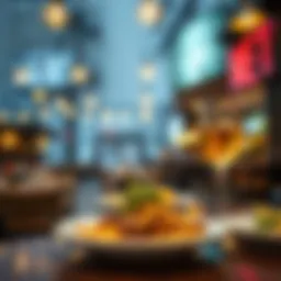A vibrant dining scene in Brookings showcasing a variety of cuisines