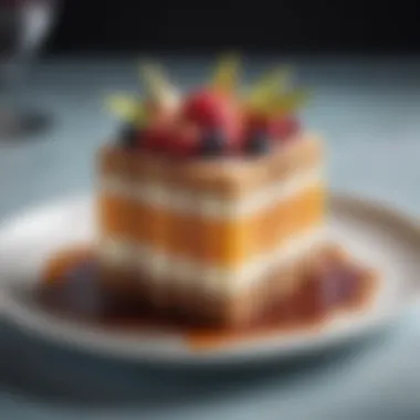 Artistic Dessert Presentation An exquisite dessert that highlights the artistic presentation in Miami's culinary scene.