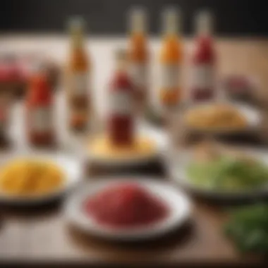 A vibrant table setting showcasing various Hello Fresh sauce pairings.