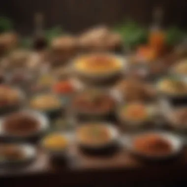 Cultural Influences on Food Cultural dishes displayed artistically, showcasing diverse eating habits.