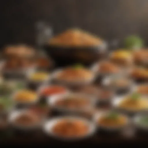 An array of colorful dishes representing various global cuisines.