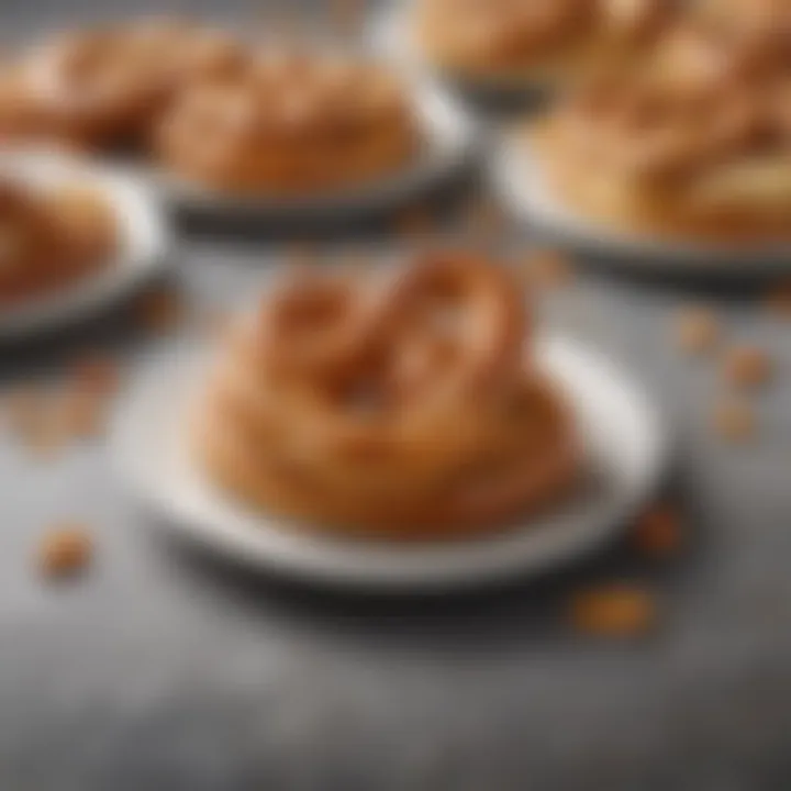 Artistic presentation of pretzel desserts