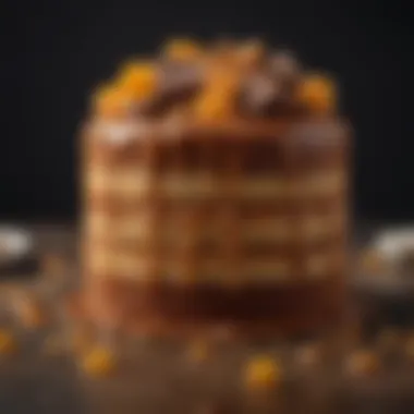 An assortment of ingredients used in crafting the perfect seven-layer caramel cake, reflecting its rich flavors.