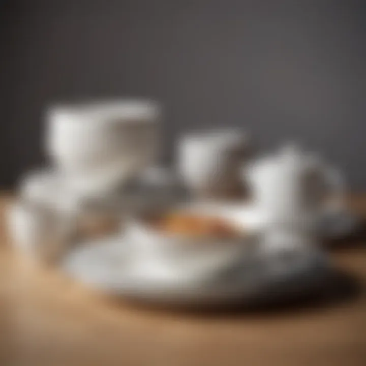 Elegant white porcelain dinnerware set showcasing minimalist design