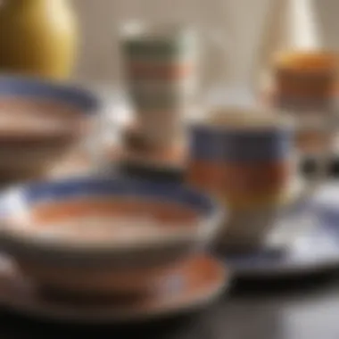 Vibrant ceramic dinnerware set featuring artistic patterns