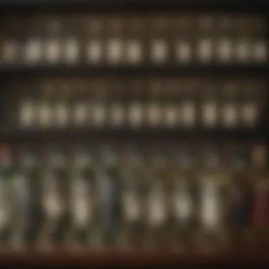 Assorted dry vermouth bottles on a bar shelf