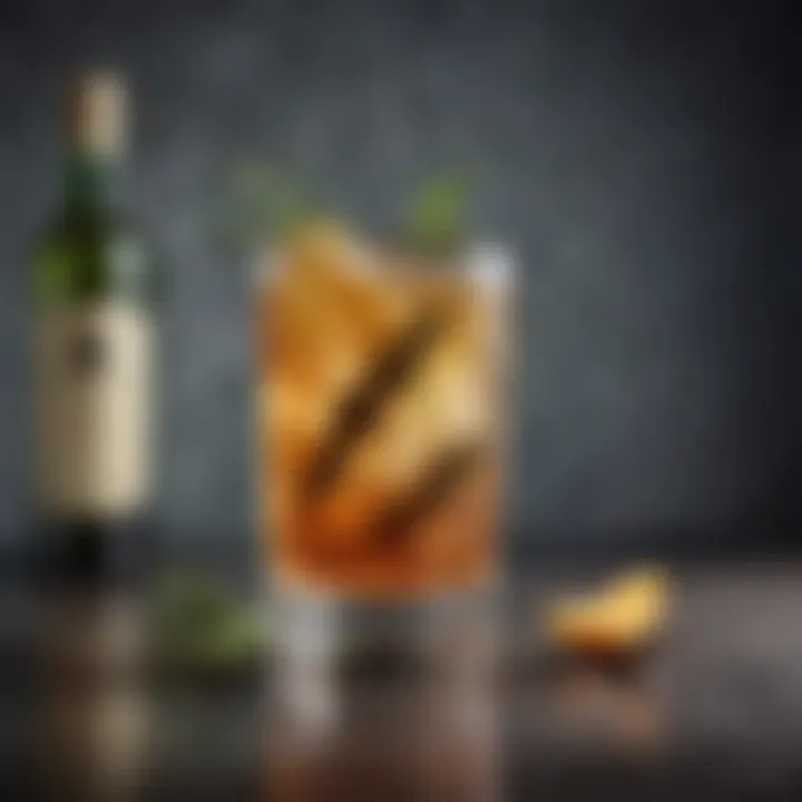 A beautifully crafted dry vermouth cocktail with an artistic garnish