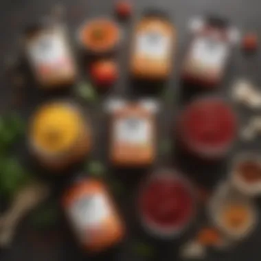 Fresh Ingredients and Sauce Pairing An assortment of fresh ingredients paired with sauce packets.