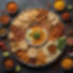A vibrant platter showcasing a variety of Indian snacks