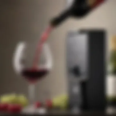 Close-up of wine pouring from electric dispenser