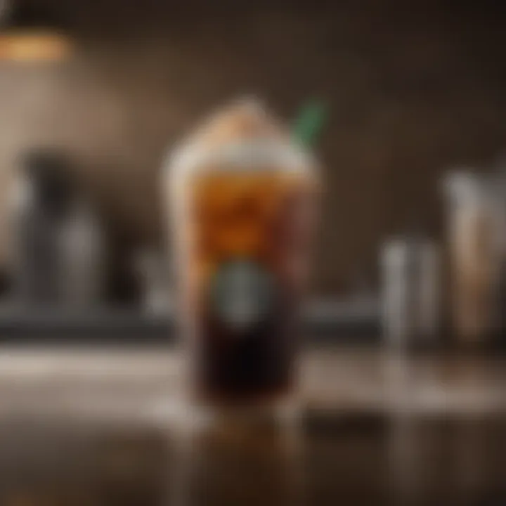 A beautifully crafted Starbucks cold brew drink with foam.