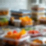 An array of disposable containers suitable for freezer and oven use