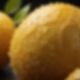 Close-up of fresh yuzu fruit showcasing its textured peel