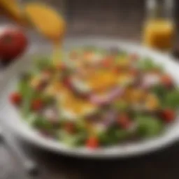 A vibrant salad drizzled with a homemade dressing